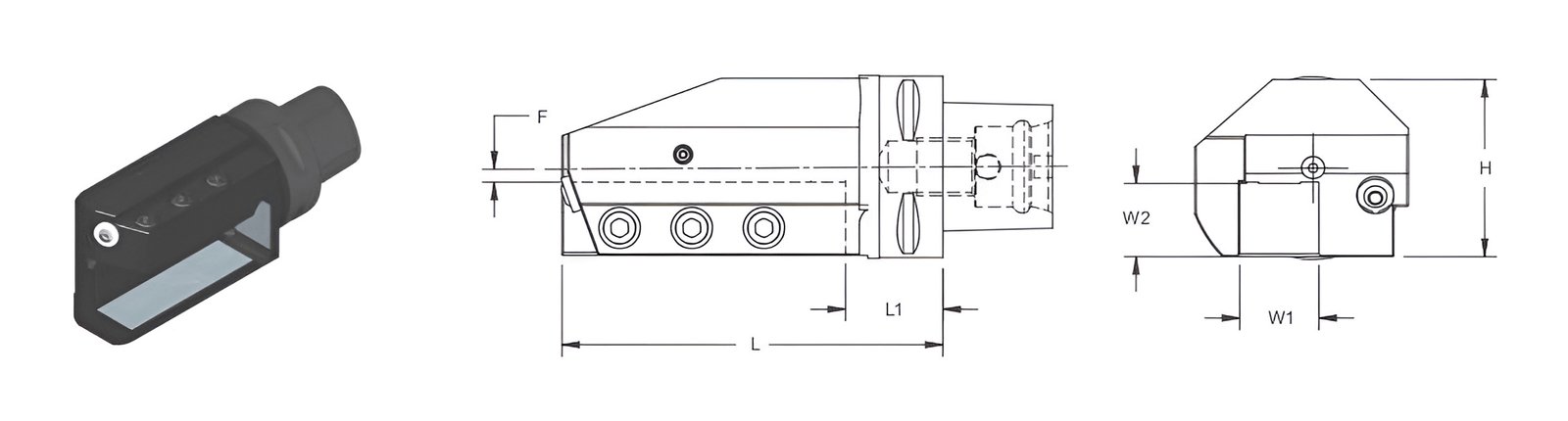 Polygonal T6 STAR20100Y Square Shank Holder (ISO 26623-1) (Compatible with Capto® Style C6)